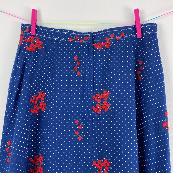 VTG 70s Country Set Polka Dotted Floral Maxi Skirt - Picture 15 of 16